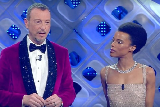 Amadeus e Lorena Cesarini Sanremo 2022