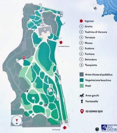 Napoli villa Floridiana planimetria con le aree chiuse