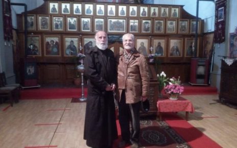 Arciprete Boro Milchev Sociologo Antonio Castaldo in San Prohor Pcinski piacenza 9.3.2022