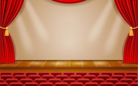 Saviano, spettacolo di commiato delle classi quinte: performance di recitazione e canto 6 1752164 teatro palcoscenico nella sala con tende e poltrone vettoriale
