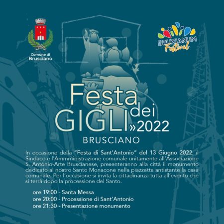 Locandina Festa dei Gigli 2022 Brusciano 13 Giugno 2022