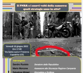Capodrise, Il Pnrr e i nuovi volti della camorra: quali strategie in atto? Dibattito presso il bene confiscato “Stefano Tonziello” 8 locandina evento