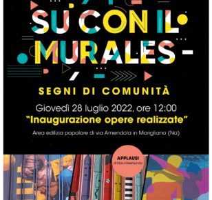Su con il murales inaugurazione