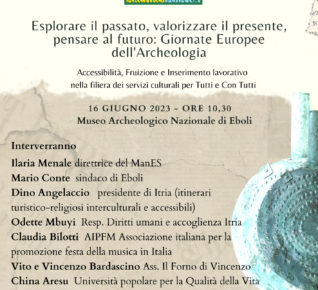 Giornate europee dell’Archeologia, al museo di Eboli la cultura strumento per l’inclusione sociale e lavorativa per persone con disabilità 3 Locandina evento Eboli 16 giugno