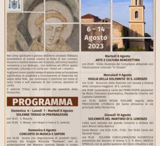 Aversa, dal 6 agosto si celebra la Festa di San Lorenzo 6 Aversa Festa S. Lorenzo 2023 Manifesto