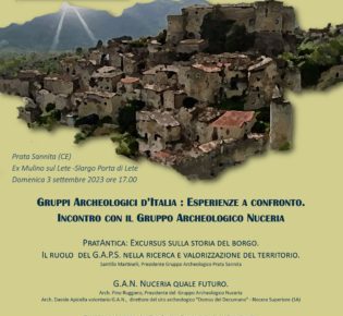 Gruppi Archeologici d’Italia: esperienze a confronto. Il Gruppo Archeologico Prata Sannita ODV ospita il Gruppo Archeologico Nuceria 4 locandina GAPS 3 settembre 2023