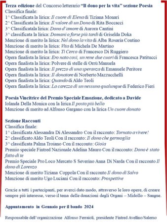 Mercato San Severino, premiazione Concorso letterario Nazionale tra Poesie e Racconti "Il dono per la vita": una serata di forti emozioni 2 IMG 20230905 WA0013