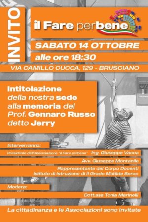 2. Locandina Il Fare Perbene in memoria di Gennaro Russo Brusciano NA 14.10.2023
