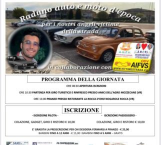 Nogarole Rocca, Raduno di auto e moto d’epoca per vittime della strada. Angelo Caci (papà di Mattia): “Così lasciamo un pezzo di lui nel cuore dei presenti” 10 Autoraduno nagarole Mattia Caci