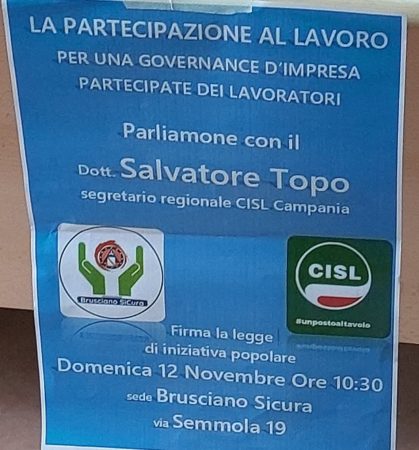 “BruscianoSiCura” con CISL e Partecipazione al Lavoro 3 4. Proposta Legge Partecipazione Lavoratori CISL e BruscianoSiCura 12.11.2023
