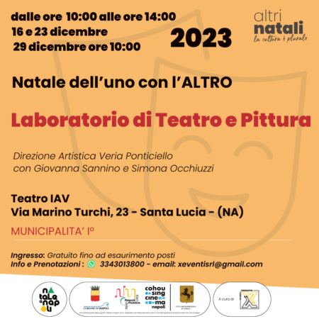 Napoli, Altri Natali: tutto pronto al teatro IAV per il “Natale dell’UNO con l’ALTRO” 3 Locandina Laboratorio