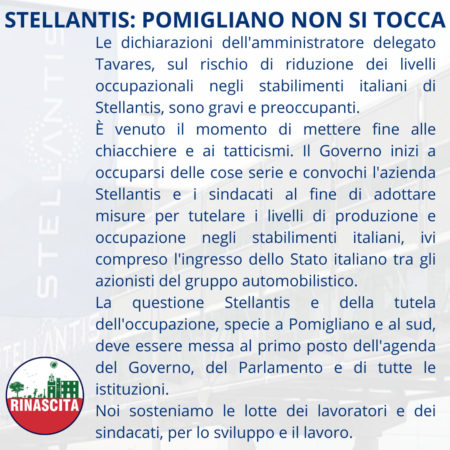 Rinascita Pomigliano non si tocca lo Stato Italiano entri in Stellantis LOCANDINA