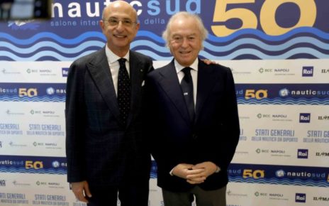 Napoli, Presentato il 50° Nauticsud in programma da sabato 10 a domenica 18 febbraio alla Mostra d’Oltremare 3 da sx. Amedeo Manzo Pres. BCC Napoli e Gennaro Amato Pres. AFINA