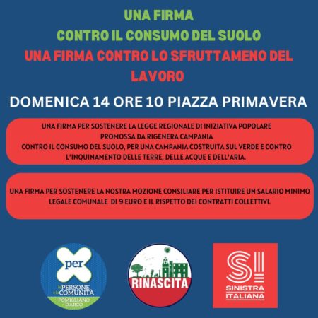 Rinascita PER e Sinistra Italia insieme per Ambiente e Lavoro LOCANDINA