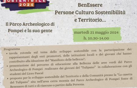 Pompei, Il Festival dello Sviluppo sostenibile al Parco Archeologico grazie a un’iniziativa della Cooperativa Il Tulipano e del Liceo Pascal 3 locandina evento festival sostenibilita