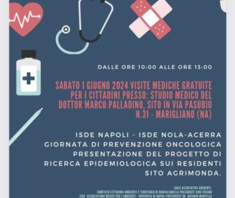 Mariglianella, bomba ecologica Agrimonda: lo screening epidemiologico non viene avviato dall'Ente pubblico ma dai Medici dell'Ambiente con la Lilt 5 medici ambiente