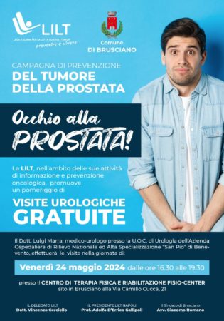 Manifesto Occhio alla Prostata Visite Gatuite LILT a Brusciano 24.5.2024