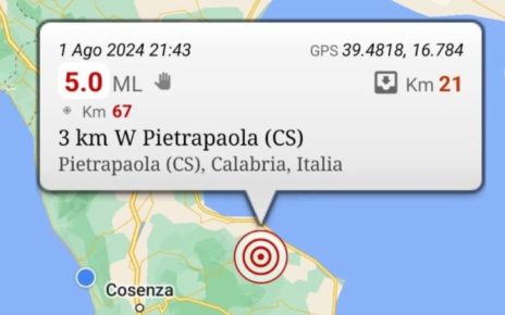 Trema la terra in Calabria, terremoto magnitudo 5 a Cosenza: tanta paura ma nessun danno 2 img 5748mod