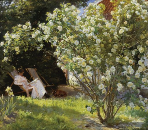 Peder Severin Kryer Marie Kroyer seated in the deckchair in the garden by Mrs Bendsens house MeisterDrucke 16489