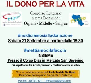 Mercato San Severino, al via la Premiazione Concorso nazionale Il Dono per la vita – 4^ Edizione 4 donocom