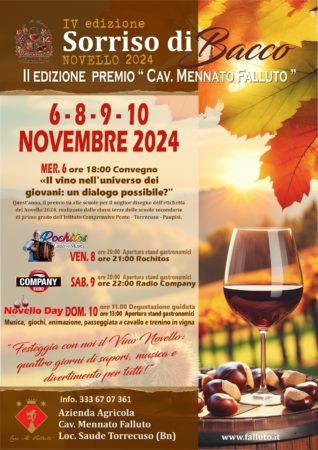 Torrecuso, al via la kermesse “Sorriso di Bacco” targato “Cav. Mennato Falluto” 2 locandina programma