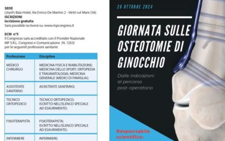 Battipaglia, “Giornata sulle osteotomie di ginocchio – dalle indicazioni al percorso post operatorio”: sabato congresso al Lloyd’s Baia Hotel 4 ossocongr