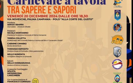 Palma Campania, tra saperi e sapori: un convegno dedicato al “Carnevale a Tavola” 4 CARNEVALE A TAVOLA evento 20 dicembre 2024
