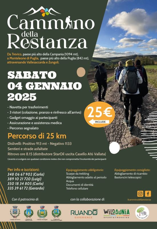 Trevico – Monteleone: il “Cammino della Resistenza” passando per Vallesaccarda e Zungoli 2 Manifesto 4