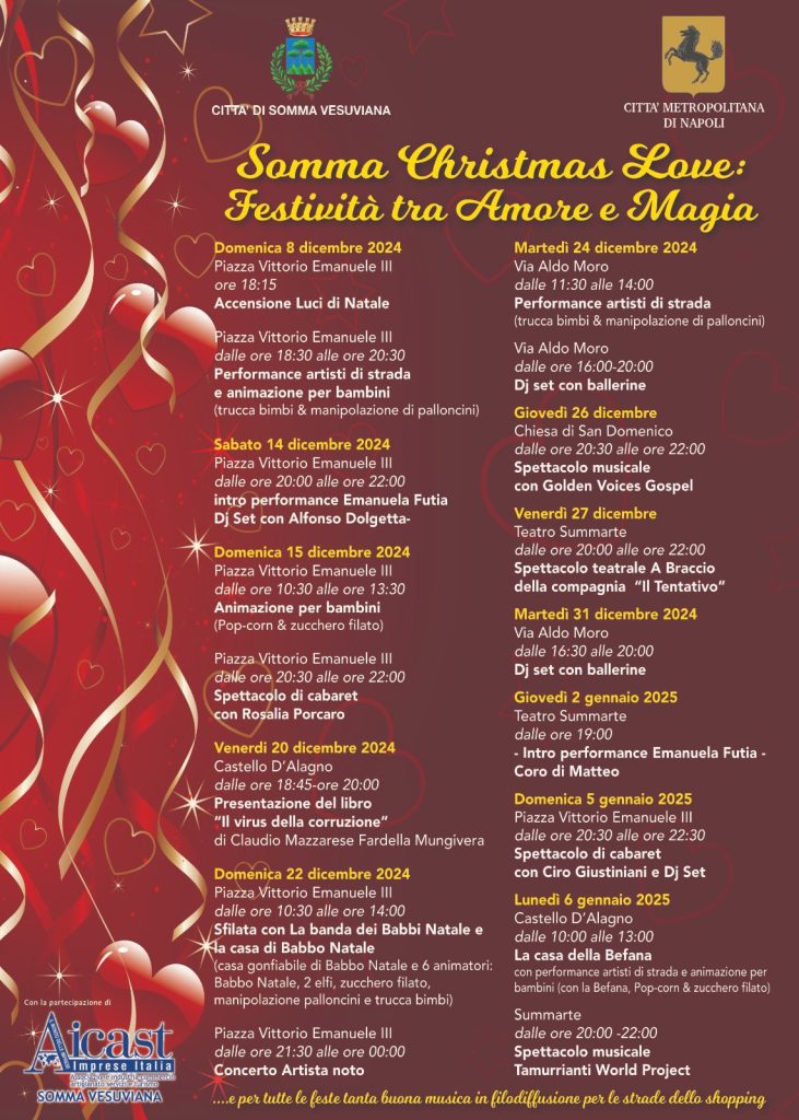 Somma Vesuviana, Christmas Lowe: la città lancia il messaggio di pace. Musica natalizia in filodiffusione per strade e piazze del centro 2 calendario Natale 2024