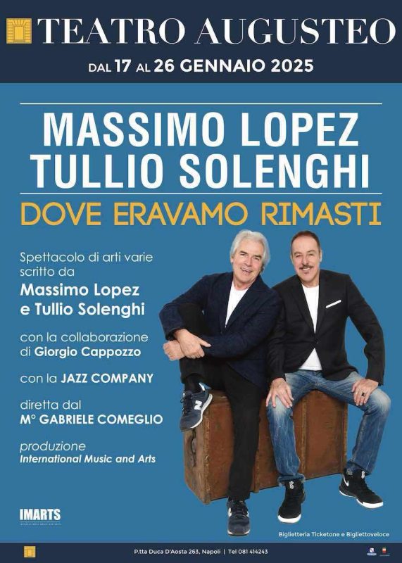 Napoli, Teatro Augusteo: grande successo per Massimo Lopez e Tullio Solenghi in scena fino a domenica 26 gennaio 2 473275635 1118984229715620 1277632136828486094 n
