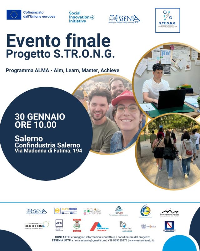 Baronissi in prima linea nell'inclusione sociale e lavorativa dei giovani NEET: evento finale del Progetto Europeo S.T.R.O.N.G. 2 Baronissi STrong