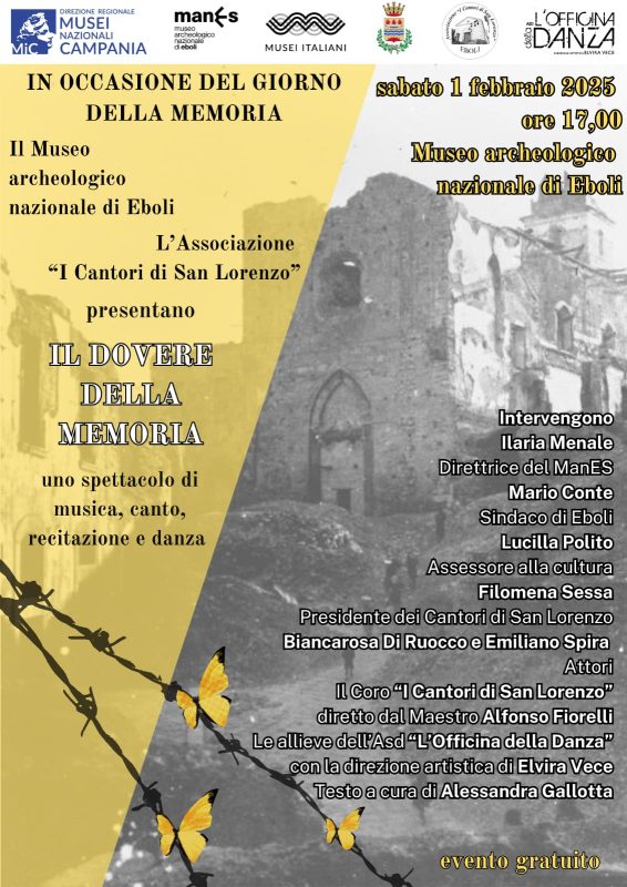 Eboli, Giornata della Memoria 2025: Al Museo Archeologico Nazionale va in scena “Il Dovere della Memoria” 2 LOCANDINA 61