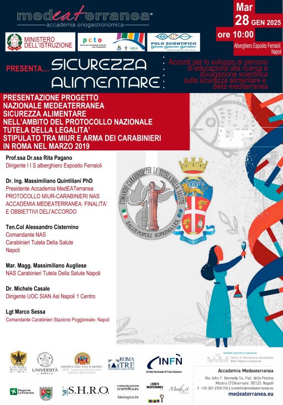 Napoli, Sicurezza alimentare: presentazione al Ferraioli del progetto nazionale con ASL Na1 "MEDEATERRANEA" 2 LOCANDINA MEDEATERRANEA