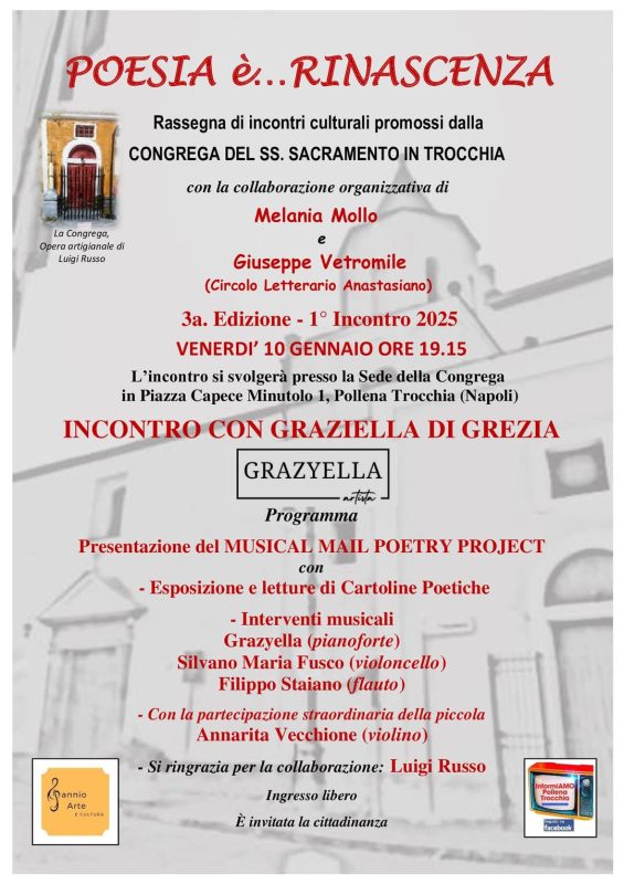 Pollena Trocchia, "Cartoline Poetiche Musicali": Graziella Di Grezia ospite alla Congrega 2 Locandina 22
