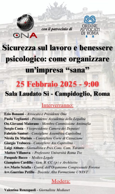 Roma, al via convention Osservatorio Nazionale Amianto “Sicurezza sul lavoro e benessere psicologico" 2 CONVENTION OSSERVATORIO AMIANTO SICUREZZA SUL LAVOROmod