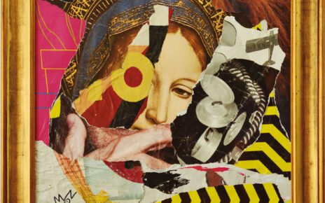 Brescia, "Super Serie Madonne": al via la mostra di Michel Oz 5 MOZ Madonna Bendata 2022 76 x 97 cm COLLAGE SU CARTA