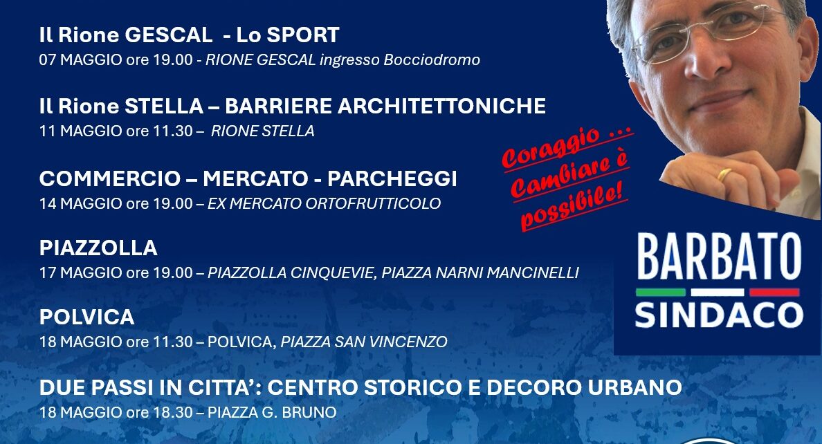 calendario appuntamenti elettorali FDI BARBATO