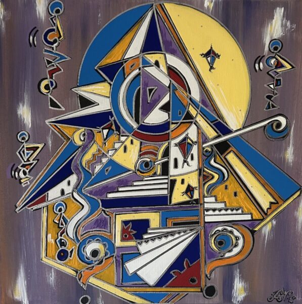 Cantalupo, al via la mostra "SACRUM 4 Visioni Plastiche Contemporanee" 3 XX3 Annamaria De Vito Elevato Mistero tecnica mista su tela cm. 40 x 40 2025 scaled