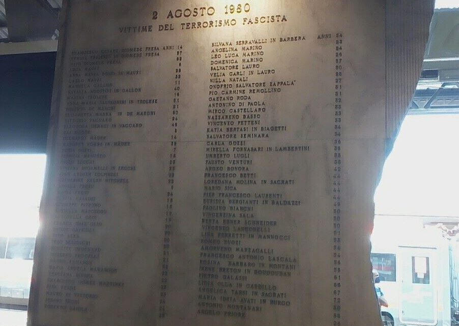 4. Lapide Vittime terrorismo nero 40° Anniversraio Strage Stazione Bologna 2 Agosto 1980 2020