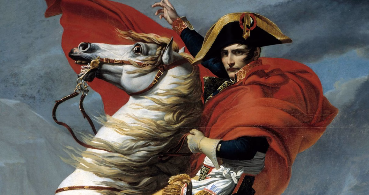 Jacques Louis after David The First Consul Napoleon Bonaparte 1769 1821 crossing the Alps at the pass of MeisterDrucke 1029977