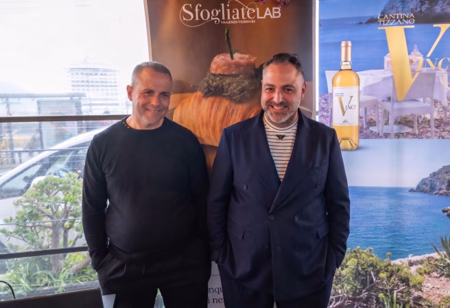 Napoli, SfogliateLab e Cantina Tizzano firmano la prima “Carta delle Sfogliatelle” 6 giuseppe tizzano e vincenzo ferrieri 1