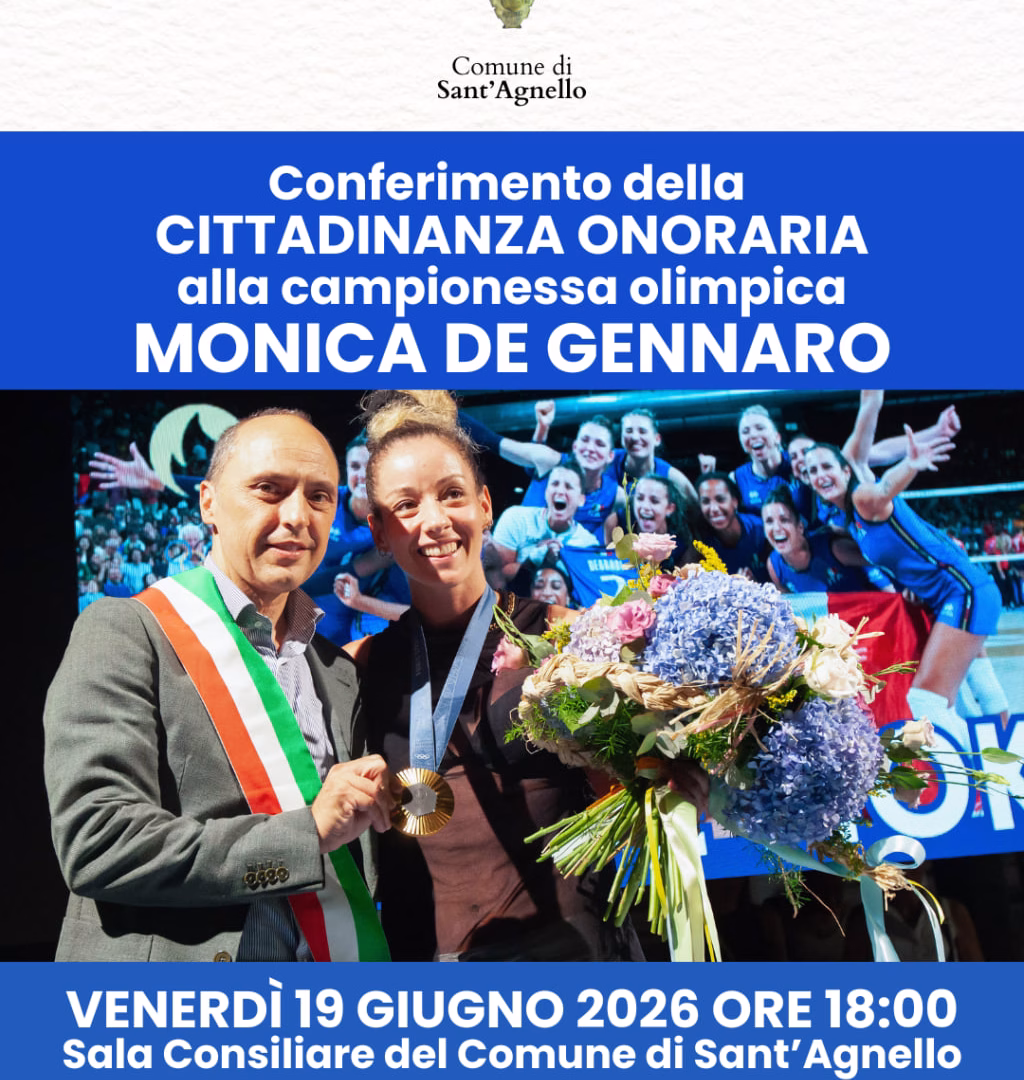 Locandina cittadinanza onoraria Monica De Gennaro SantAgnello