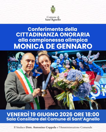 Locandina cittadinanza onoraria Monica De Gennaro SantAgnello