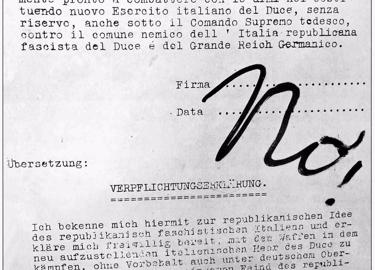 0. IMI Dichiarazione sottoposta alla firma degli Internati italiani 1943